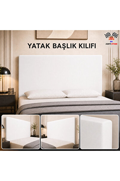 RS JANTİ STORE Tek Kişilik Baza Başlık Kılıfı 90x70 cm - Beyaz Esnek Lastikli...