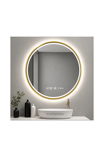 OPTIM DEKO Oglinda Baie LED Touch Venere Sistem Dezaburire Rama Aurie 70x70 cm