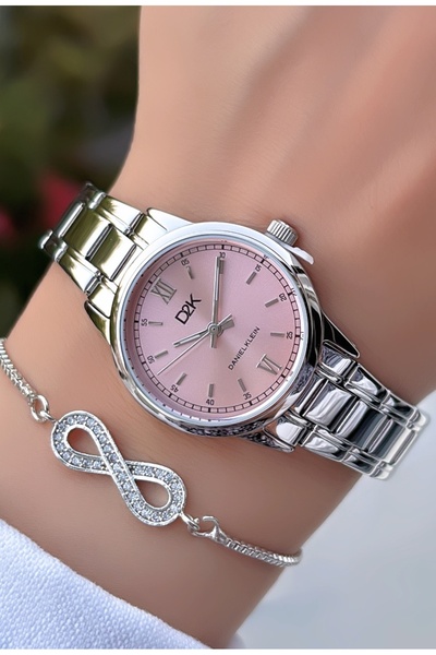 Daniel Klein Original Women's Watch with Calendar Pink Color Steel Cord Brace...