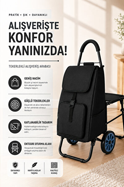 Vadi Sessiz Tekerlekli Su Geçirmez Çantalı Oturmalı Alüminyum Gövdeli Katlana...