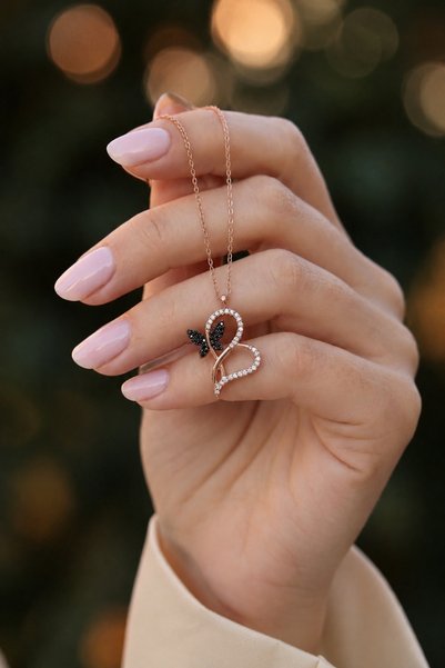 Lucente Jewellery Special Boxed Women's Necklace - Butterfly Infinity Rose Butterfly Heart Women's Necklace
