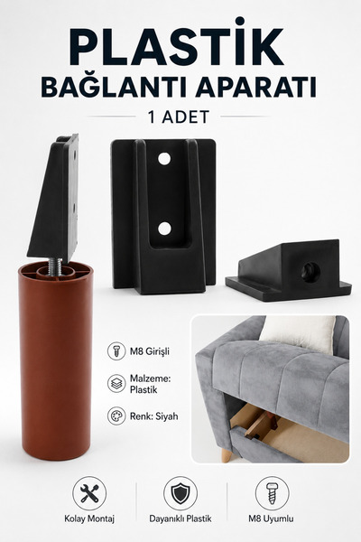 NZB Mobilya Masa Baza Sehpa Gizli Montaj Ayağı Plastik Montaj Bağlantı Aparat...