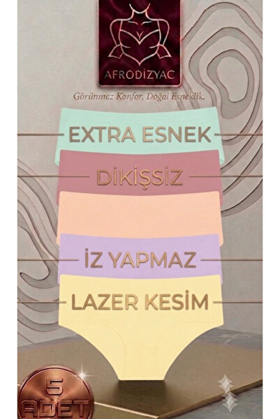 Afrodizyac Pachet de 5 chiloți fără sudură, tăiați cu laser, cu talie extra î...