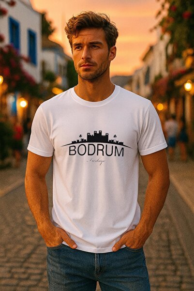 MARKAPIA Tricou cu mânecă scurtă pentru bărbați, 100% bumbac, cu imprimeu Bodrum