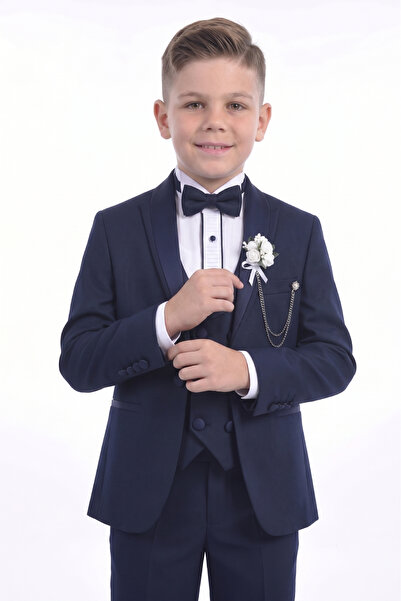 ceocuk Costum pentru băiat bleumarin cu guler înalt, cu jachetă bleumarin și ...