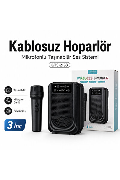 Bubitechh Bluetooth Hoparlör Kablosuz Mikrofon Karaoke Seti Siyah