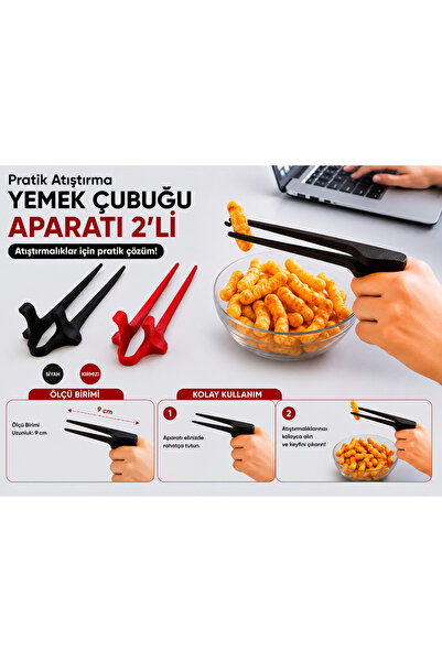 NO BRAND Pratik Atıştırma Yemek Çubuğu Aparatı 2’Li