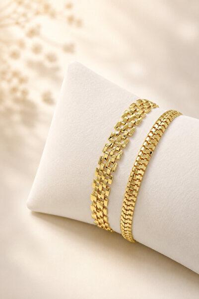 Crc Bijuteri Gold Plated 2 Piece Women's Bracelet Set