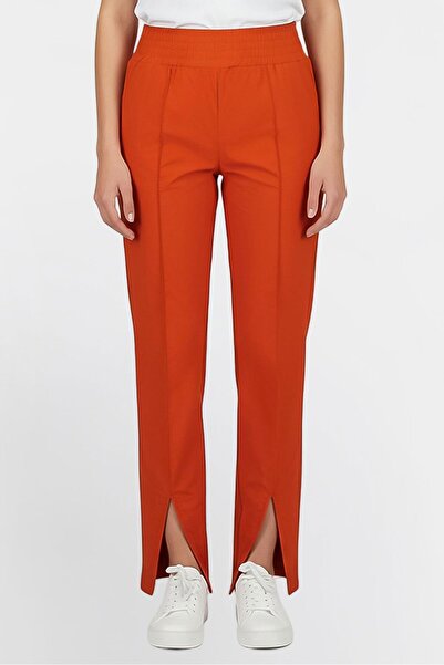 The Giving Movement Women Regular Fit Brand Logo Wide Leg Pants, Rust