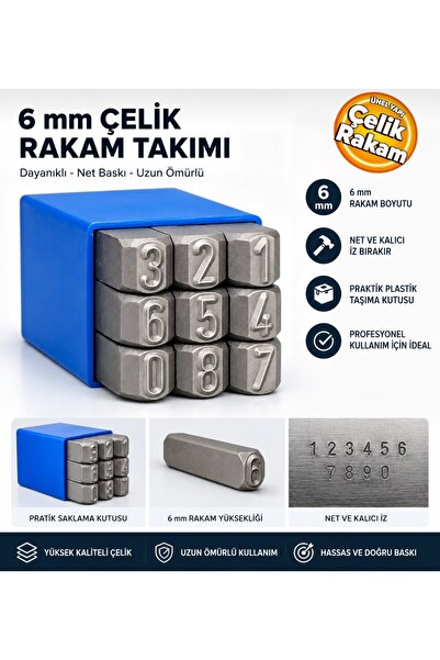 GFB 6785 6 mm Çelik Rakam Takımı 6 mm Metal