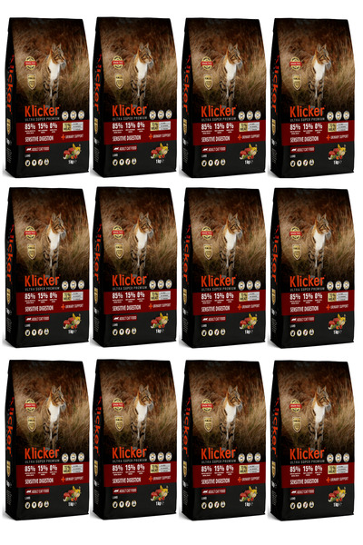 klicker ULTRA PREMIUM TAHILSIZ YETİŞKİN KEDİ MAMASI SENSETİVE KUZULU 12x1 KG