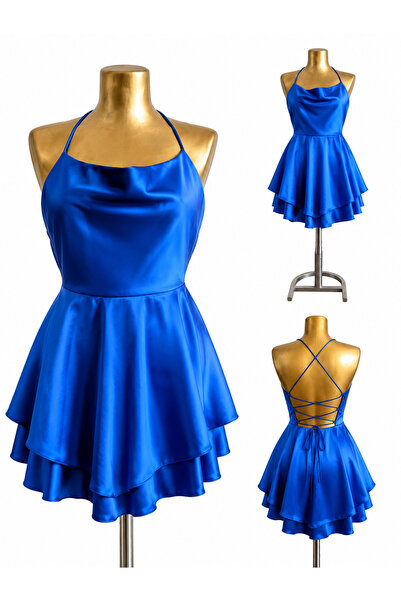 MDY-marketplace Rochie din satin albastru regal