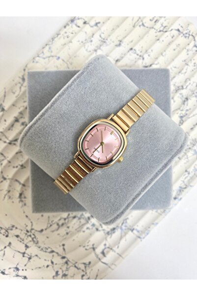 Mazzy Varena Minimal Gold Pink Dial Women's Wristwatch