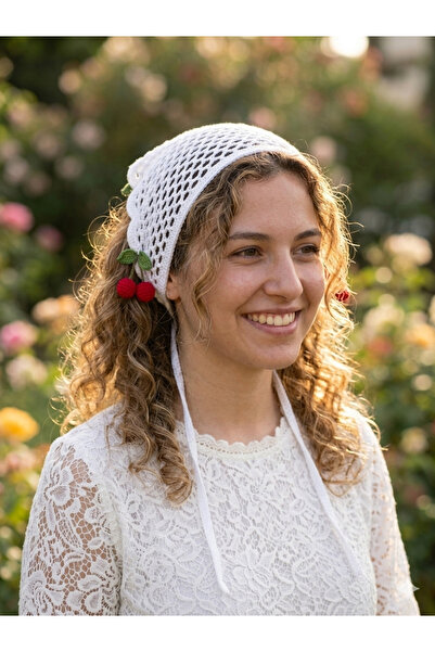 AVC باندانا نسائية منسوجة بنمط دانتين باللون الكرزي