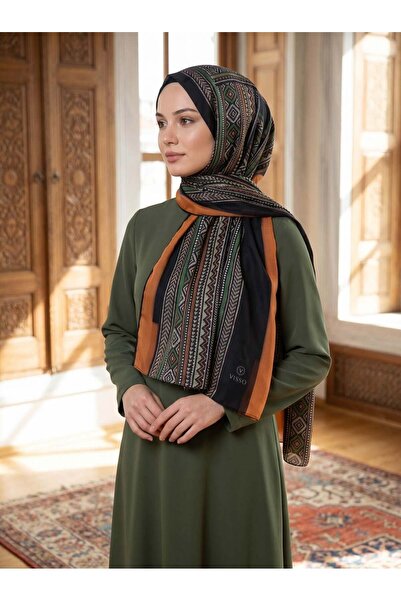 Vissona 100% Silk Ethnic Patterned Tab - Emerald Green Colored Shawl