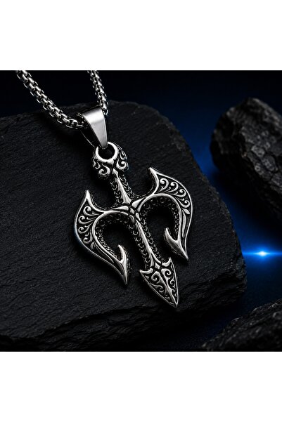 voyageaccessory Paslanmaz Çelik Mitolojik Poseidon Trident Üçlü Mızrak Kolye