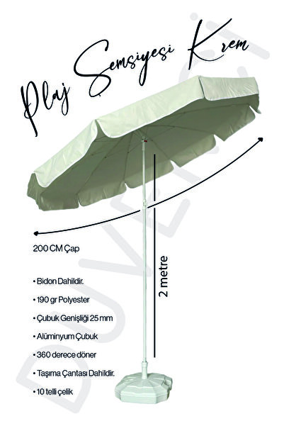 Beach Umbrella with 200 cm Diameter and Drum