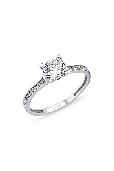 Sembol Gold Beyaz Altın Tektaş Yüzük 0.65 karat Zirconia
