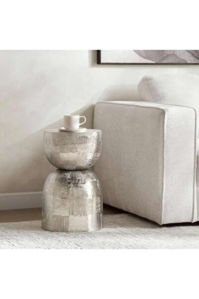 PAN HOME Dunamis Accent Table Marble - Silver