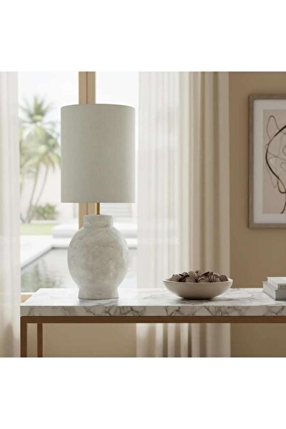 PAN HOME مصباح طاولة سيراميك كورنيت E27 مقاس 35x90 سم - رمادي