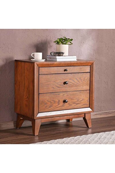 PAN HOME Lyrah Night Stand With 3 Drawers - Walnut