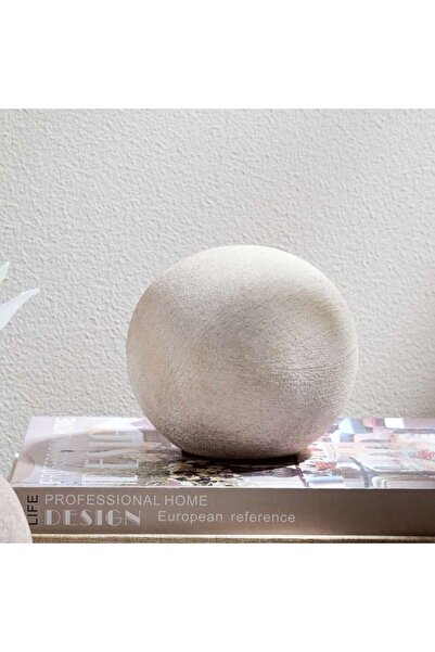 PAN HOME Zeril Stoneware Decor Ball With Gold Finish 11.5x11.5x10.5cm - Beige