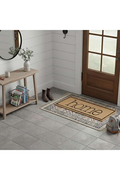 PAN HOME سجادة باب منزلية مطبوعة بخطوط سوداء 25×75 سم - طبيعية