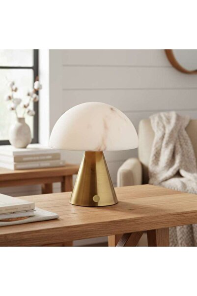 PAN HOME Bozzer E14 Faux Alabaster Metal Table Lamp 29x34cm - Antique Gold