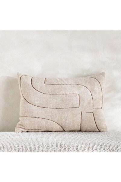 PAN HOME Fiora Embroidered Down Alt Filled Cushion 35x50cm - Natural