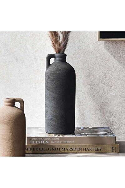 PAN HOME Brizo Stoneware Vase With Handle 9.5x9.5x24.3cm - Black