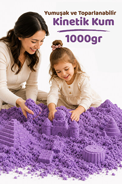 HEROES Kinetik Kum 1 Kg Mor - Eğitici Akışkan Dağılmayan Canlı Renk 1000 Gr M...