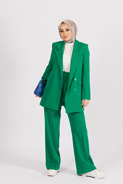 Stilife Four Button Jacket Set Green