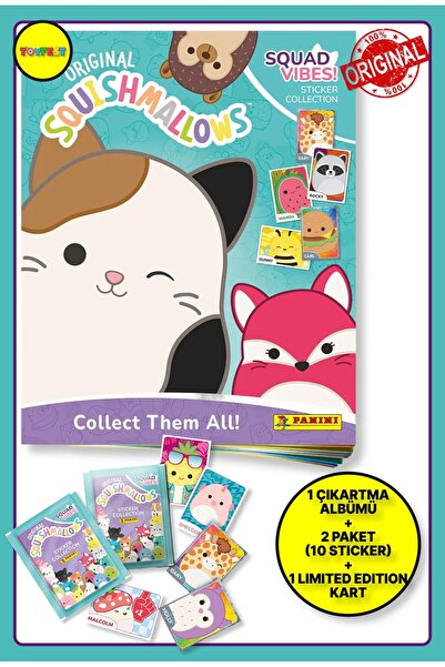 TOYFEST Panini Squishmallows Sticker Çıkartma Albüm Dergisi + 2 Paket (10 Ade...