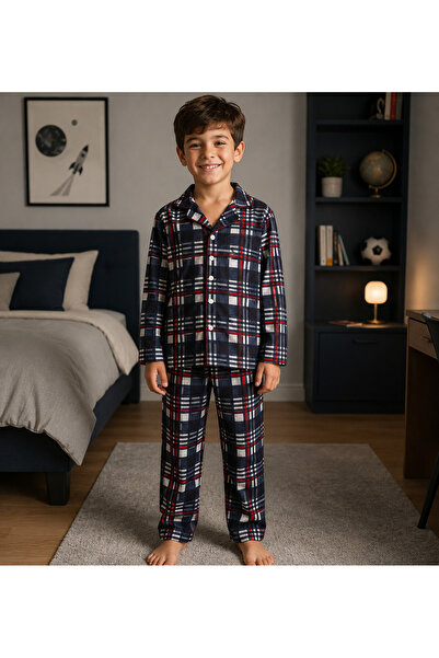 Fil Kids Set pijamale tată-fiică țesătură din bumbac bleumarin cu model în ca...