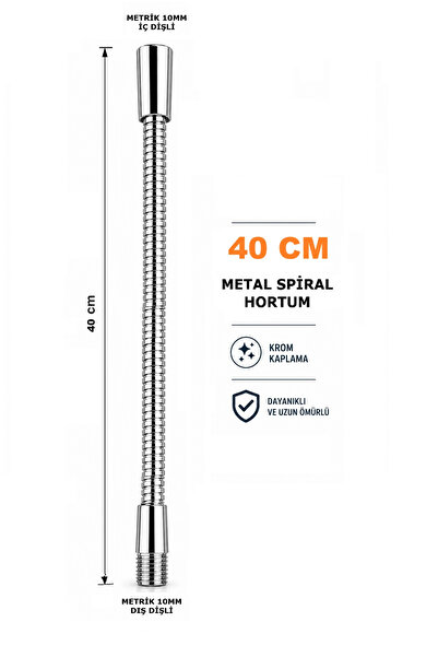 CONANA Metal Spiral Hortum (40cm-8mm) Krom Kaplama Masa lambası Aplik vb için...