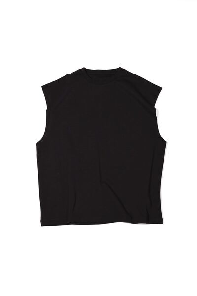 no7man Raen Black Oversize Sleeveless 100% Cotton Men's Tshirt