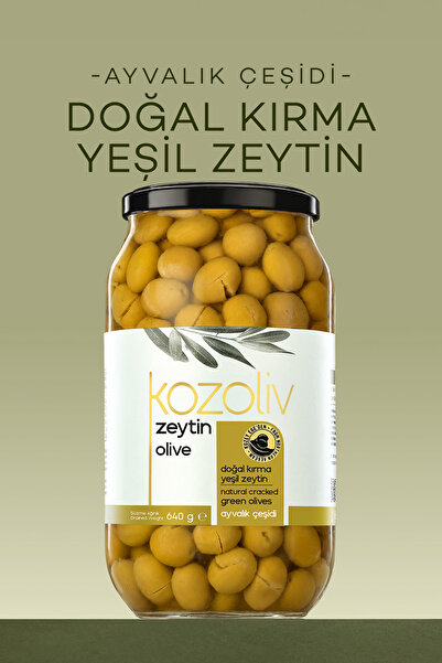 kozoliv Doğal Ayvalık Çeşidi Kırma Yeşil Zeytin 640 gr Cam Kavanoz