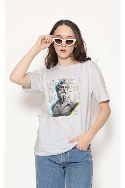 buzagi tasarım ürünleri Urban Regular Fit Unisex White T-Shirt