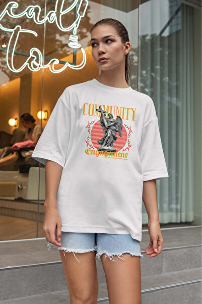 buzagi tasarım ürünleri Urban Oversize Unisex White T-Shirt