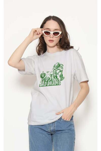 buzagi tasarım ürünleri Bad Brains Regular Fit Unisex White T-Shirt
