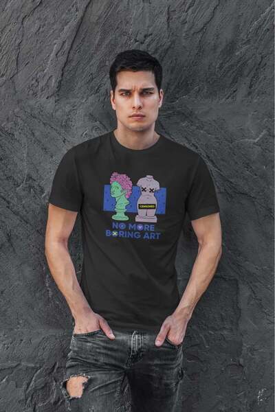buzagi tasarım ürünleri Boring Art Digital Printing Regular Fit Black Unisex ...