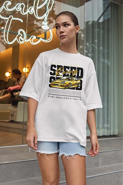 buzagi tasarım ürünleri Urban Oversize Unisex White T-Shirt