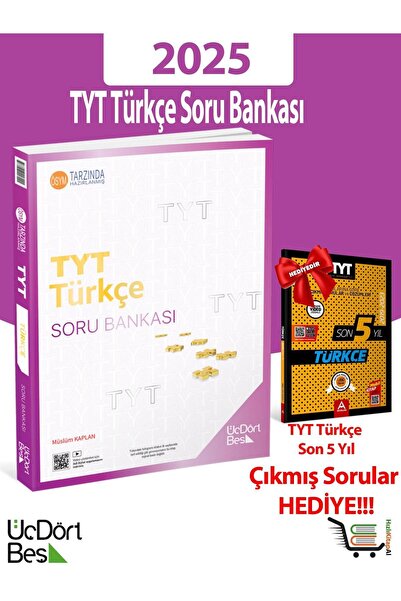 Üç Dört Beş Yayıncılık 345-2025 Model TYT Türkçe Soru Bankası Çıkmış Sorular Hediyeli!