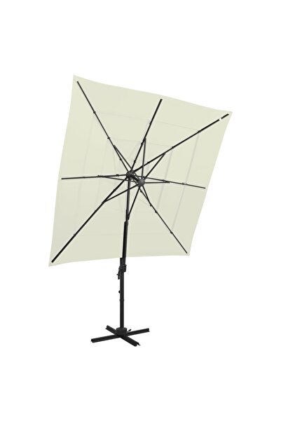 Concept Umbrelă de soare 4 niveluri, stâlp aluminiu, nisipiu 250x250 cm