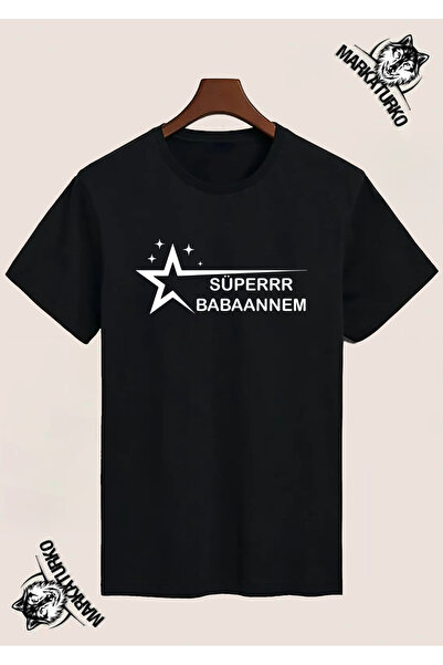 MarkaTurko Super Grandmother Special Design Printed Black T-Shirt