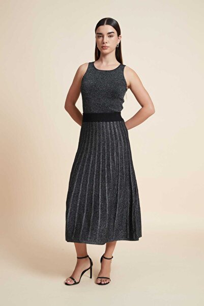 Yola Wide-Leg Ribbed Midi Skirt