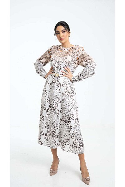 DALYDRESS فستان ميدي مطبوع نسائي برباط على الخصر