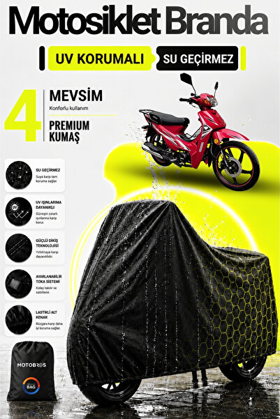 Motobros قماش القنب للدراجات النارية أرورا إعصار أسود مقاوم للماء ومتين (أعلى...