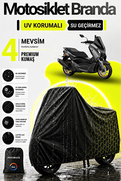 Motobros Yamaha Nmax Black - Back Bag Compatible Motorcycle Tarpaulin, Thicke...