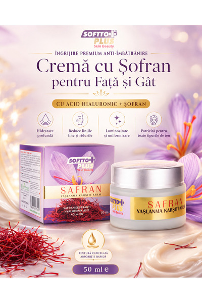 Softto Plus Crema Anti-îmbătrânire cu șofran pentru față și gât – 50 ml